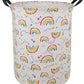 Huayee 19.7 Inches Large Laundry Basket Waterproof Round Cotton Linen Collapsible Storage Bin With Handles For Hamper Kids Room,