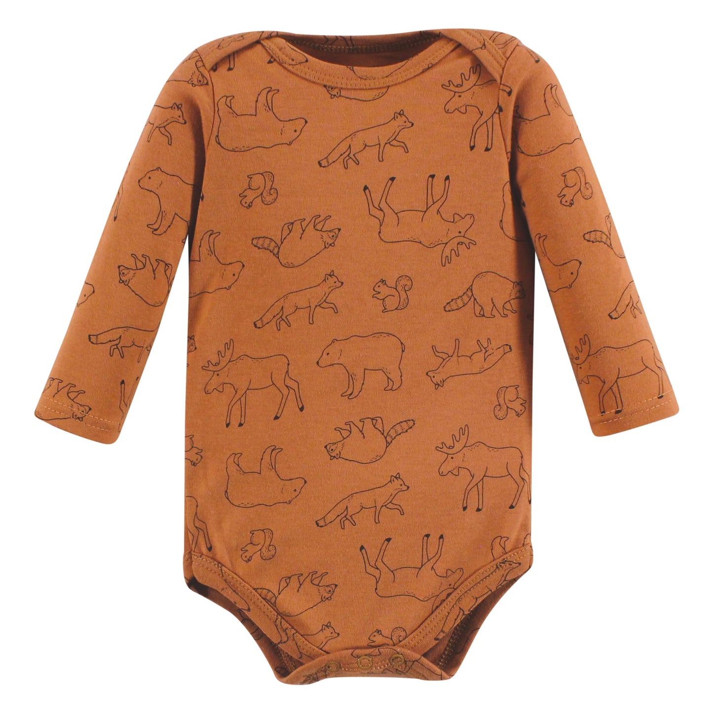 Hudson Baby Unisex Baby Cotton Long-Sleeve Bodysuits, Into The Woods Prints 3-Pack, 3-6 Months