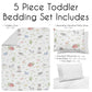 Sweet Jojo Designs Farm Animals Boy Girl Toddler Kid Childrens Comforter Bedding Set - 5 Pieces Comforter, Sham And Sheets - Wat