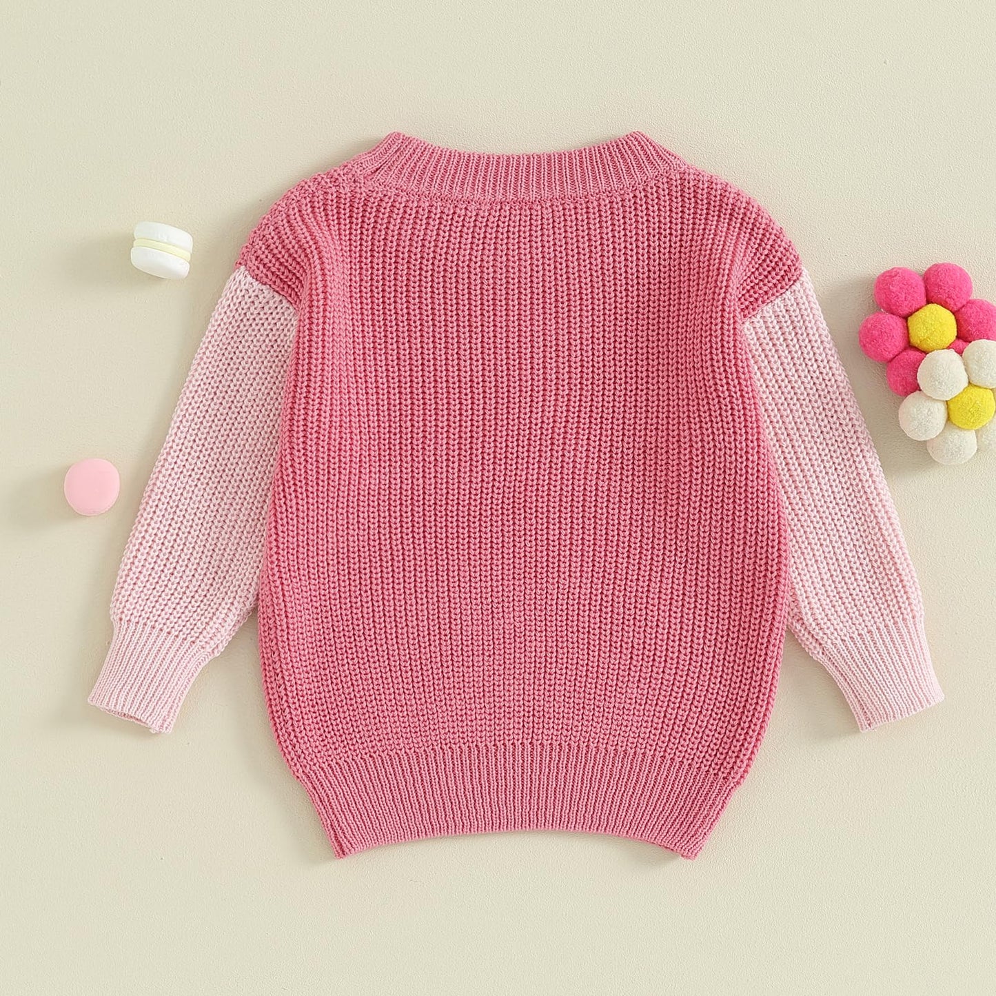 Baby Girl Cute Long Sleeve Crew Neck Love Embroidery Sweater Toddler Valentine Day Outfits (Pink Love, 12-18 Months)