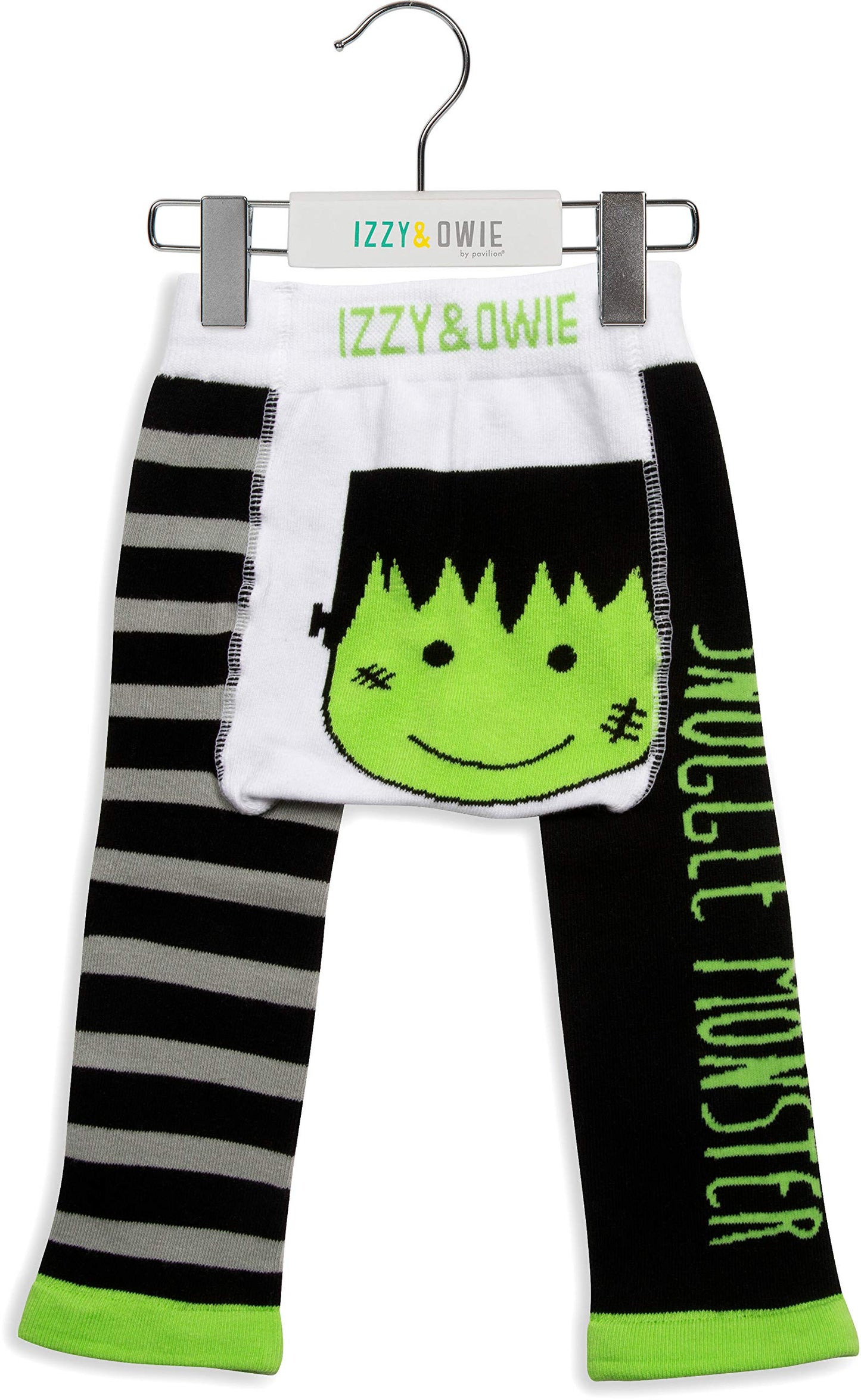 Pavilion Gift Company Izzy & Owie-Frankenstein Halloween 6-12 Month Unisex Baby Leggings, Orange, 6-12 M