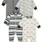 Onesies Brand Baby Boys 4-Pack 'N Plays Footies And Toddler Sleepers, Tiger Blue, 0-3 Months Us