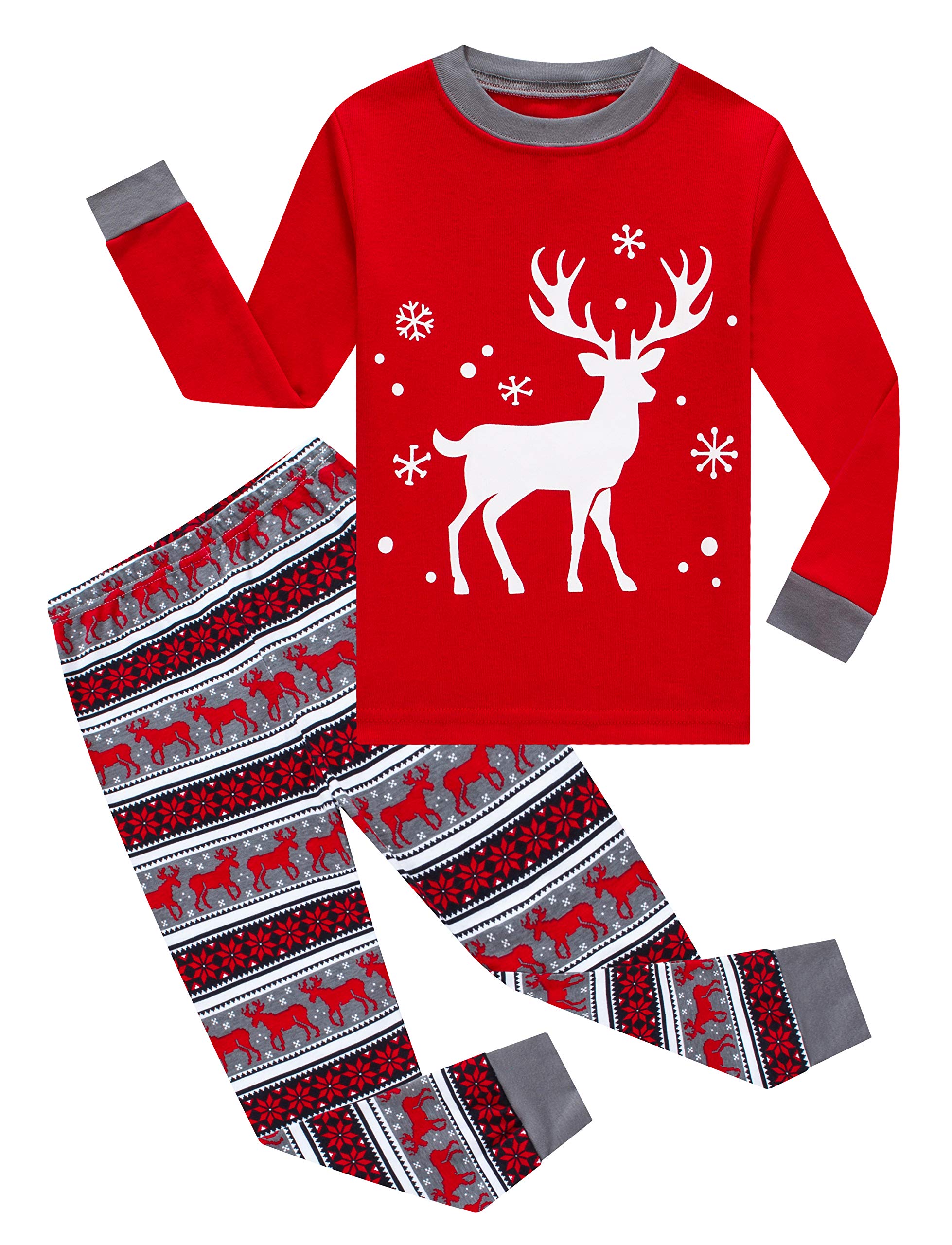 Kikizye Little Girls Boys Long Sleeve Christmas Pajamas Sets 100% Cotton Pyjamas WBBAPB07X64THCM