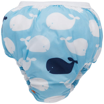 Kushies Baby Waterproof Training Pant, 22-29 Pounds, Blue Whales, Small