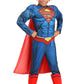 DC Comics Deluxe Superman Kids Costume with Cape, Muscle Padded Jumpsuit & Holographic S, Boot Covers & Belt L