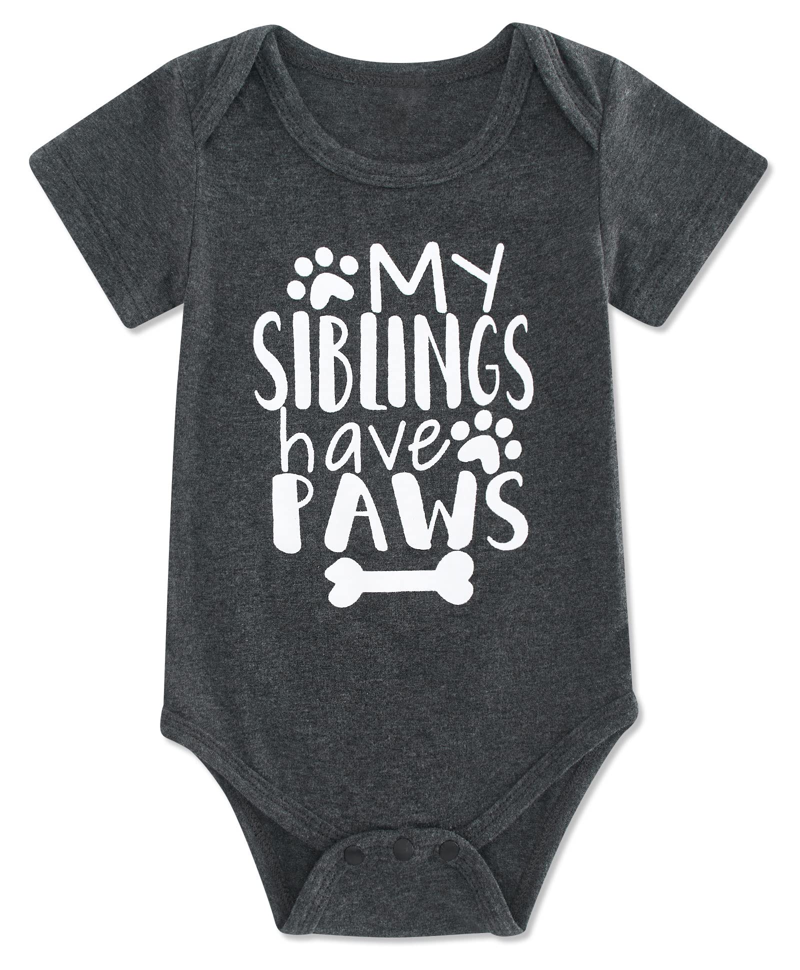 Funnycokid Infant Baby Boys Girls My Siblings Have Paws Bodysuit Announcement Jumpsuit Funny Romper Playsuit 0-3 Months