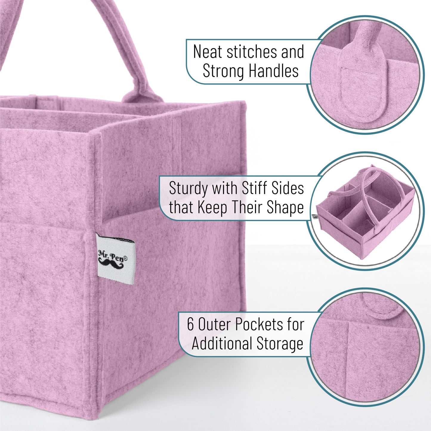 Mr. Pen- Baby Diaper Caddy Organizer, Lavender Dream, Baby Caddy Organizer With Handle, Compact Size, Collapsible & Portable