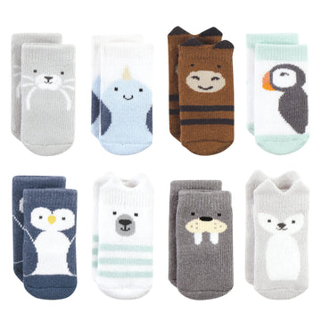 Hudson Baby Unisex Baby Cotton Rich Newborn And Terry Socks, Arctic Animals, 0-6 Months