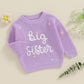 Toddler Infant Baby Girl Knit Sweater Big Sister Little Sister Matching Outfits Long Sleeve Pullover Sweatshirt (Purple, 18-24 M
