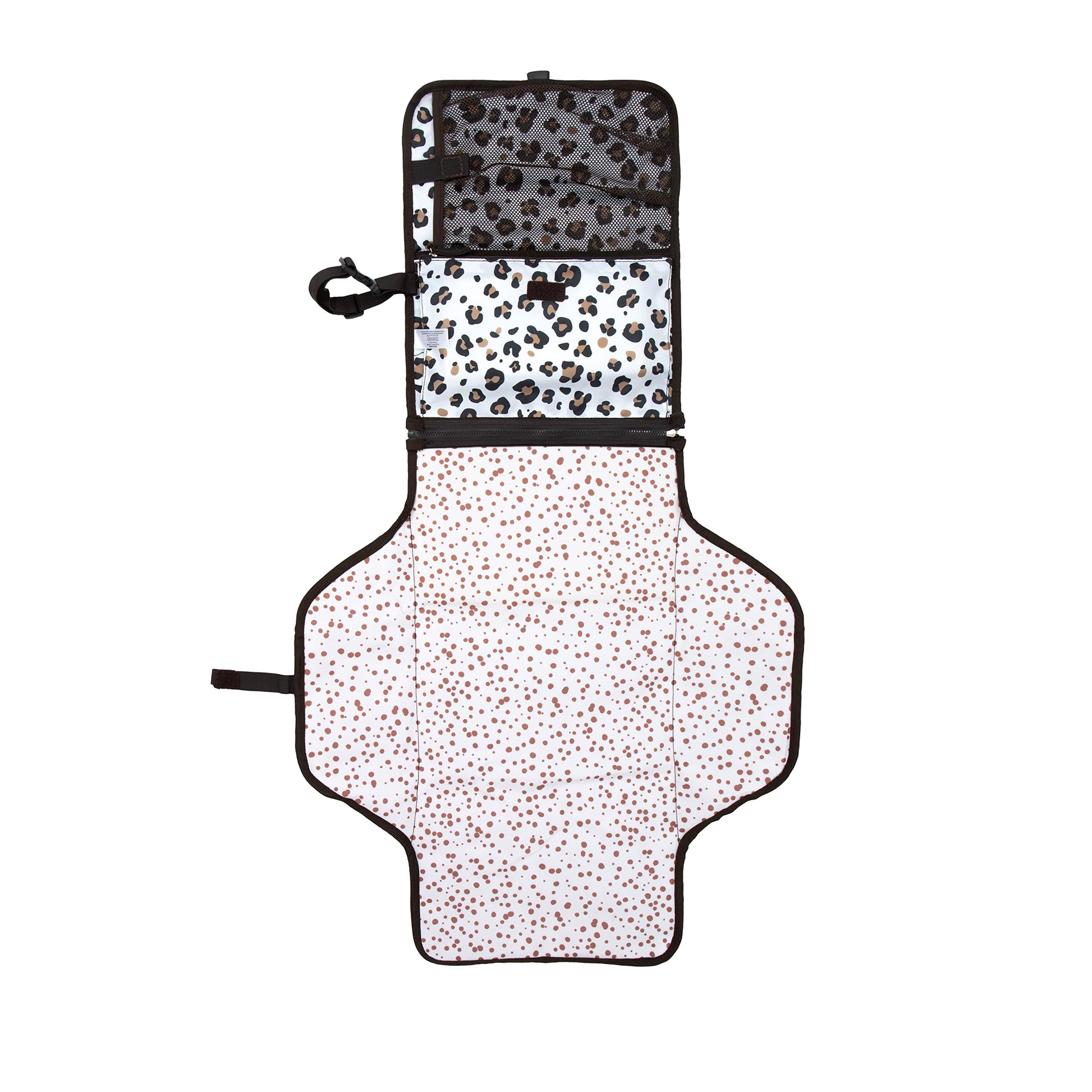 Nuby Portable Baby Changing Pad Station, Quick Wipe Clean Changing Mat with Built-in Pillow, Leopard Print