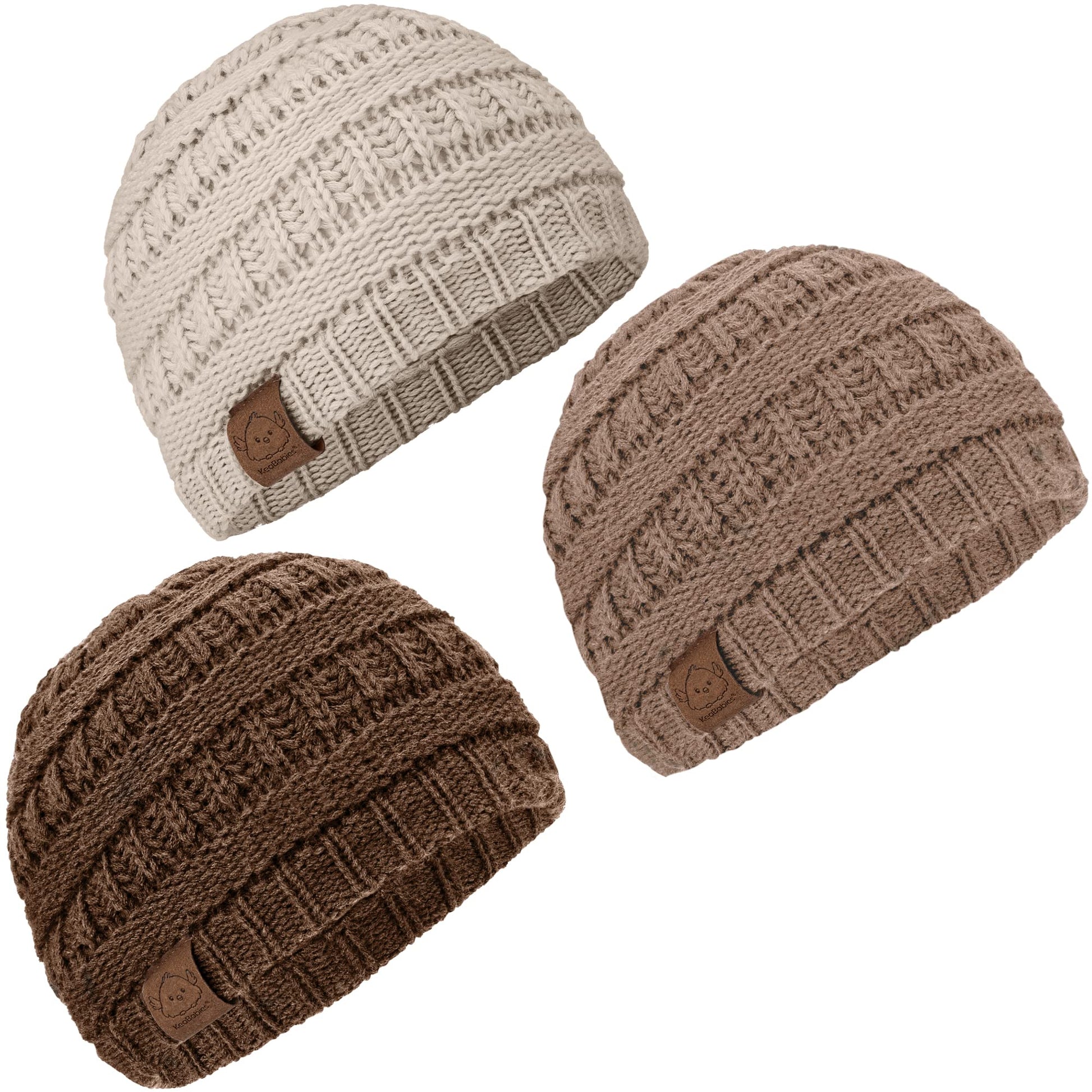 3-Pack Baby Beanies, Baby Hats - Newborn Hats, Baby Boy Hats, Baby Girl Hats For Winter (Pecan)