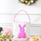 Easter Baskets For Kids - Boys And Girls Easter Egg Hunt Baskets, Cute Sequin Rabbit Bunny Printed Canvas Gift Basket For Baby,