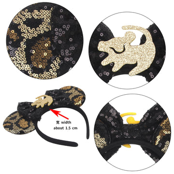 Zhezesmila Purple Mouse Ears Sequin Bow Mouse Ears Headband For Women Cosplay Costume Princess Party Birthday Hair Band