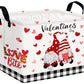 BOOHIT Valentines Day Basket for Kids Heart Shaped Empty Storage Bins for Gifts with Handles Room Decor (Boy Girls Gnome Love)
