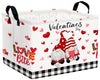 BOOHIT Valentines Day Basket for Kids Heart Shaped Empty Storage Bins for Gifts with Handles Room Decor (Boy Girls Gnome Love)