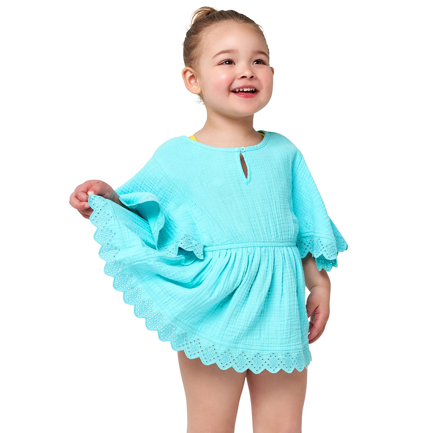 Gerber Baby Girl'S Standard Toddler Kaftan Swim Cover Up, Aqua, 3-6 Months