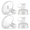 Maymom Two-Piece Wide Neck Pump Parts For Spectra S1/S2 Pumps; Incl Wide Mouth Flanges; Not Original Spectra Flange (13 Mm Two F
