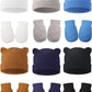 12 Sets Newborn Cotton Hospital Hat Mittens Beanie Solid Infant Baby Hats With Ear And No Scratch Mitten Soft Gloves (White, Blu