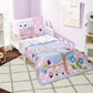 Everyday Kids 4 Piece Toddler Bedding Set - Owls - Soft 100% Cotton Percale - Includes Comforter, Flat Sheet, Fitted Sheet And R