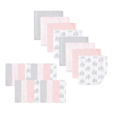 Luvable Friends Unisex Baby Super Soft Bundle Washcloths, Pink Elephant, One Size