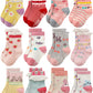 Rative Non Skid Anti Slip Cotton Dress Crew Socks With Grips For Baby Infant Toddler Kids Girls (1-3T, 12-Pairs/Rg-820726)
