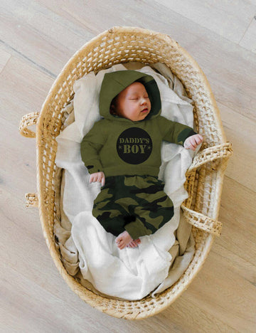 Fommy Baby Boy Clothes 6-9 Months Boy Outfits Daddy'S Boy Print Hoodies+Long Camouflage Pants 2Pcs Outfits Set Stuff Gifts