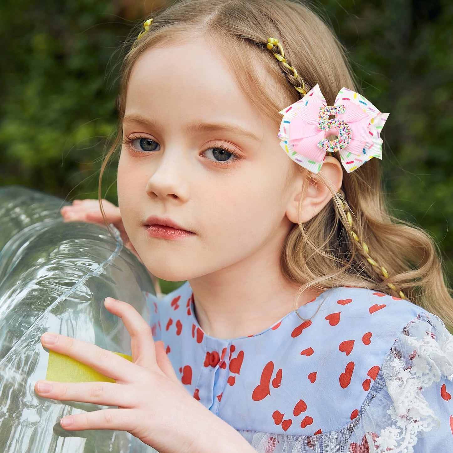 2Pcs Hair Clip, Pink Bow Hair Clips For Baby Girls 5Th Birthday Party Decorations