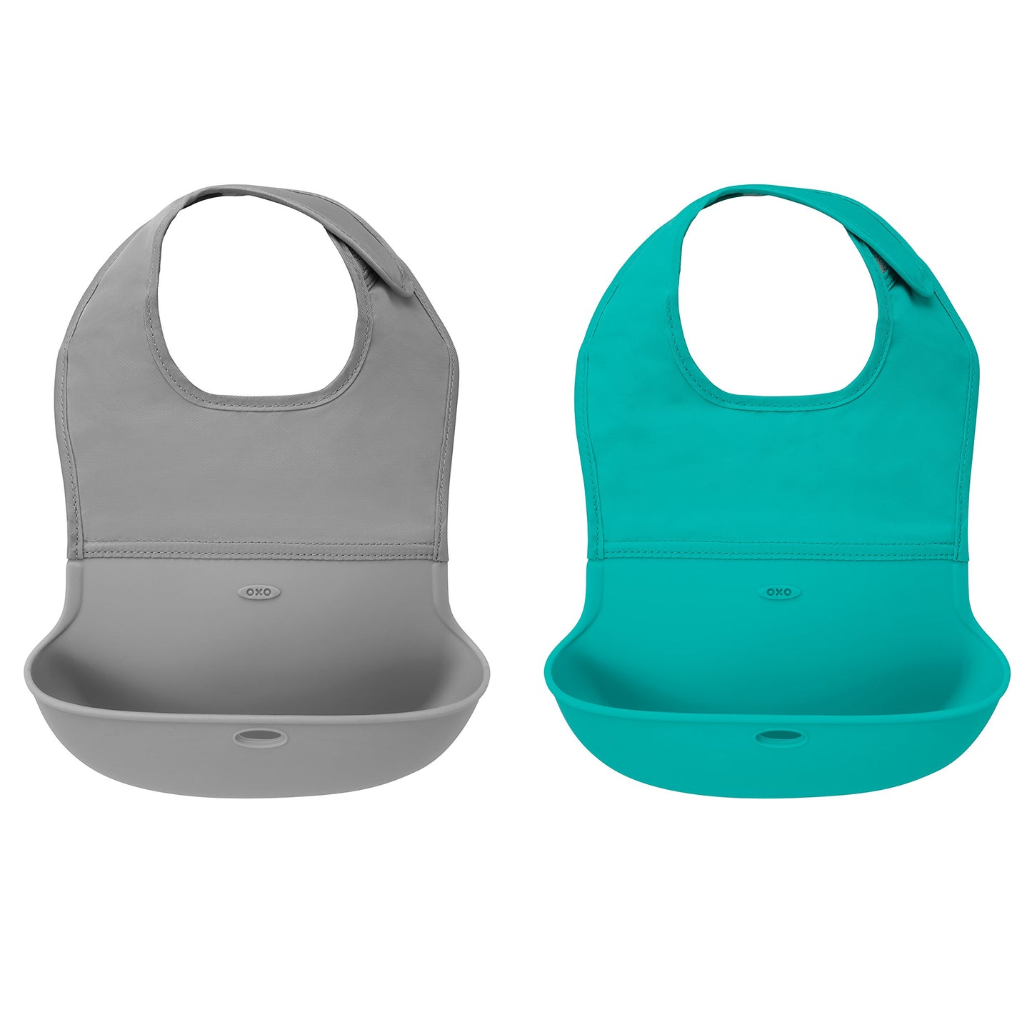 OXO Tot Roll- Up Bib 2-Pack Gray/Teal