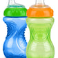 Nuby 2 Pack No Spill Cup, 10 Ounce, Blue - Red