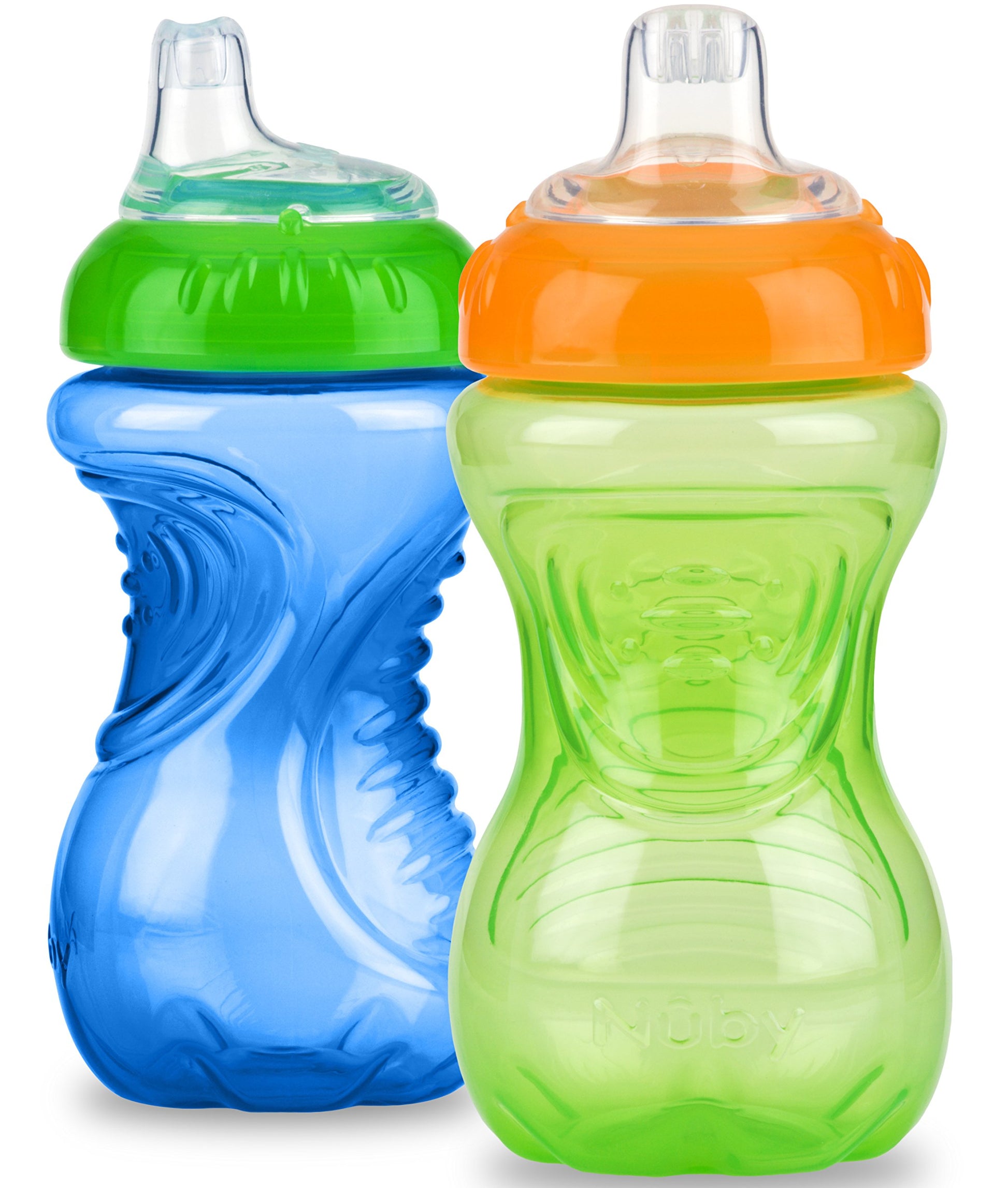 Nuby 2 Pack No Spill Cup, 10 Ounce, Blue - Red