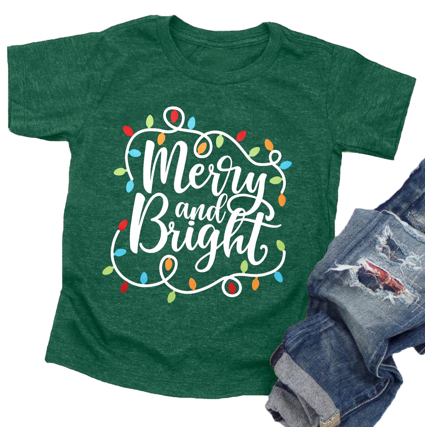 Christmas Shirts Toddler Girls Boys Xmas Graphic Tee Holiday Tops Letter Print T-Shirt Funny Saying(Green4,130)