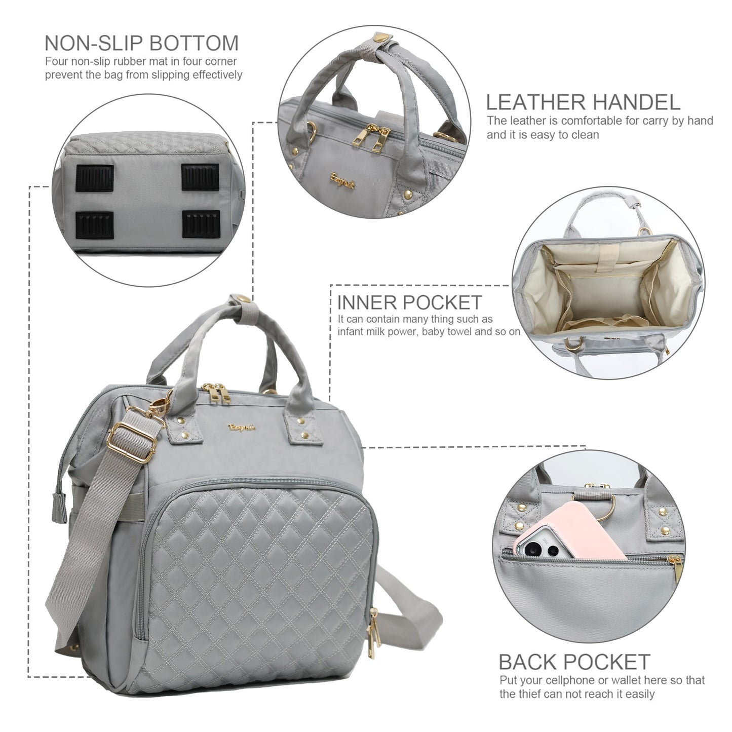 Ezgnuk Small Diaper Bag, Mini Baby Backpack, Multi-Function Waterproof Travel Tote Work Bag