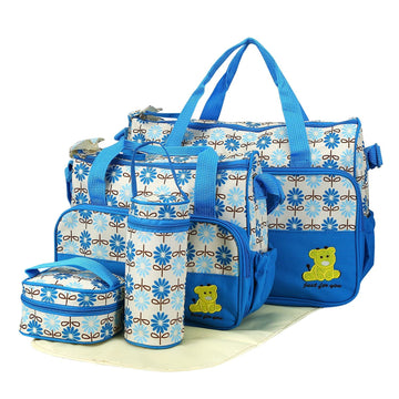 Kocaso Diaper Bag Tote Set For Baby Boy,5 Piece Diaper Changing Totes Set With Changing Pad, Large Travel Diaper Tote For Mom An