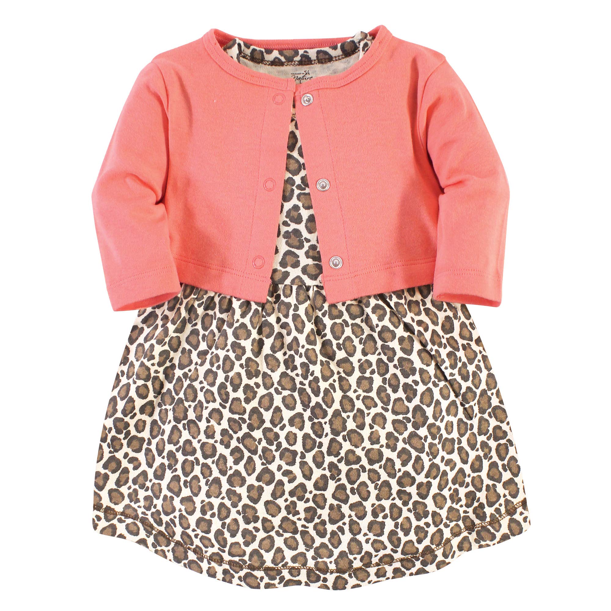 Touched By Nature Baby Girls Organic Cotton And Cardigan Casual Dress, Leopard, WBBAPB086KW7KTM