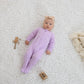 Guisby Footed Long Sleeve Baby Pajamas With Zipper Cotton Infant Sleepers Light Pink+Purple 6-9 Months