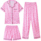 Mikrdoo 3 Piece Girls Silk Satin Pajamas Set Soft Lightweight Button Down Pjs Sleepwear for Kids Size 616 Years, Pink Leopard, 