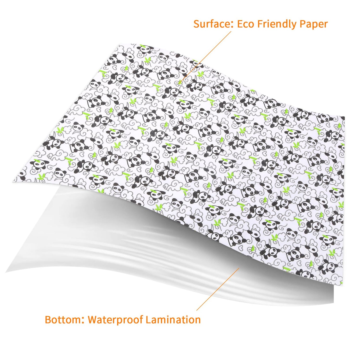 Chicmoments Toddlers 40 * 47 Inch Disposable Splat Mats, Panda Print Splash Mats For Under Highchair, 20 Sheets Waterproof & Lea