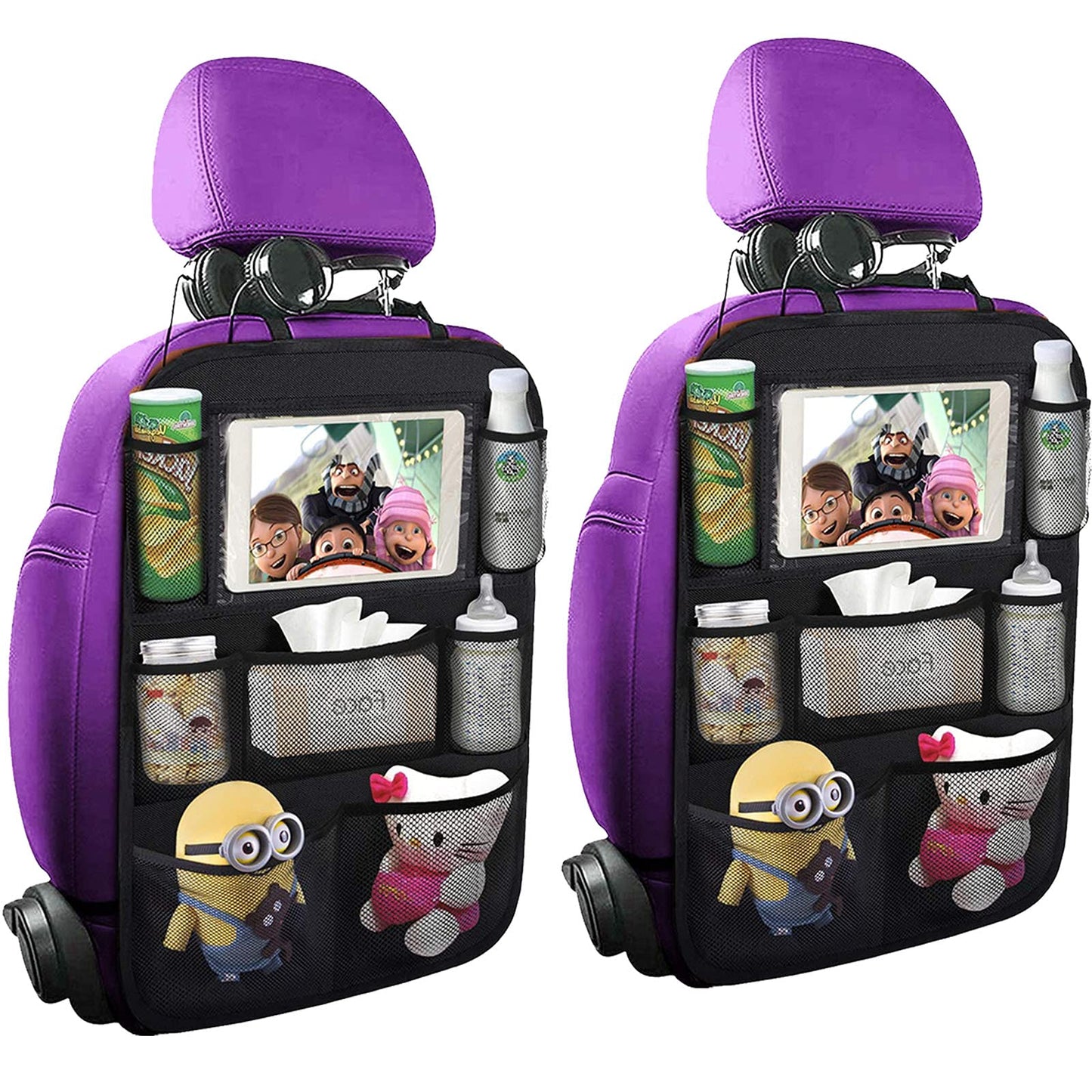 ONE PIX Backseat Car Organizer Mats Back Seat Organizers and Storage Bag with Touch Screen Tablet Holder for Kids Toddlers Seats