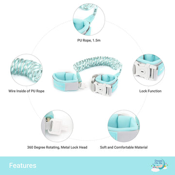 Dream On Me Anti-Lost Wrist Link With Lock & Key In Blue