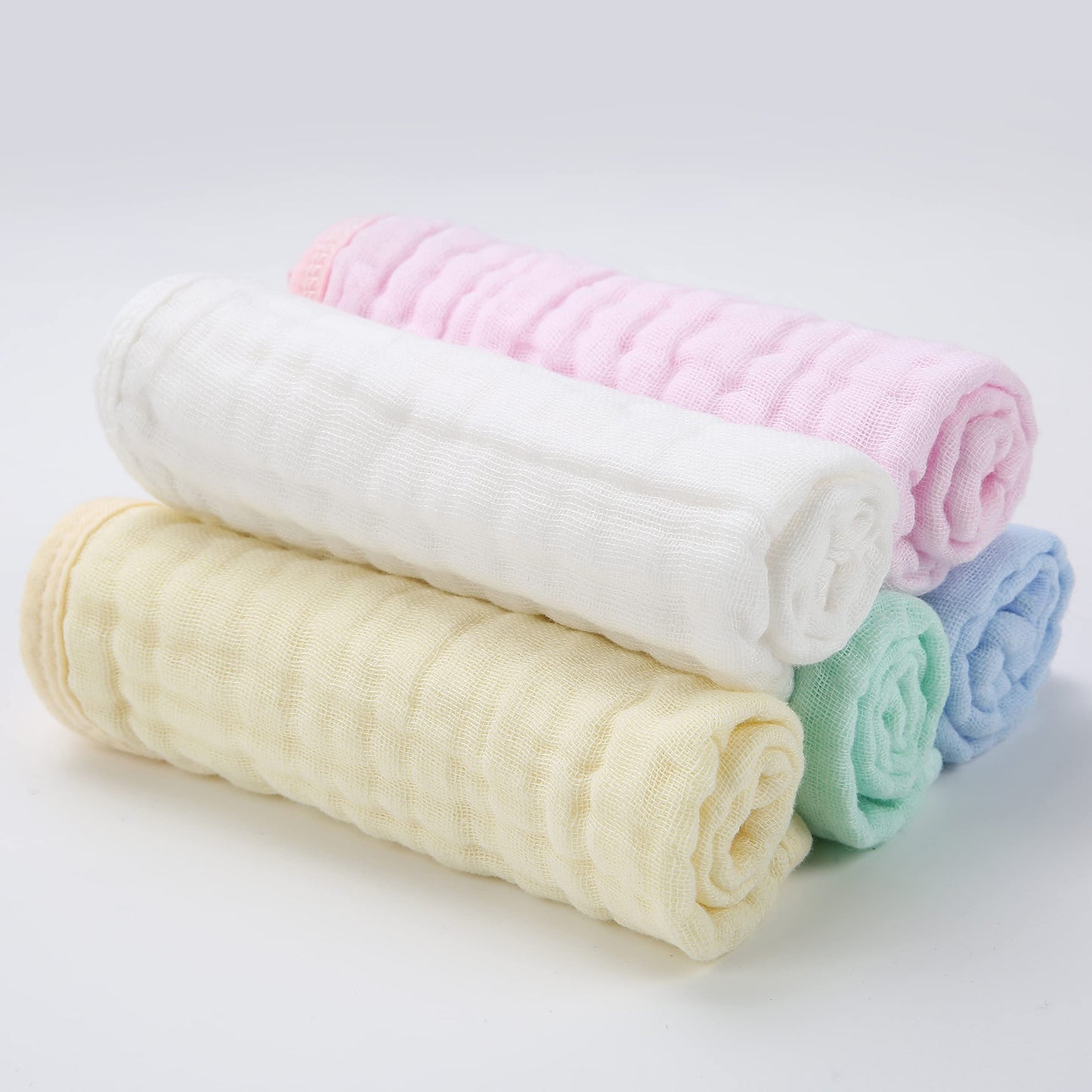 Cottcare Baby Muslin Washcloths,Natural Purified Muslin Cotton Baby Wipes 6 Layer Absorbent Soft Newborn Baby Face Towel For Sen