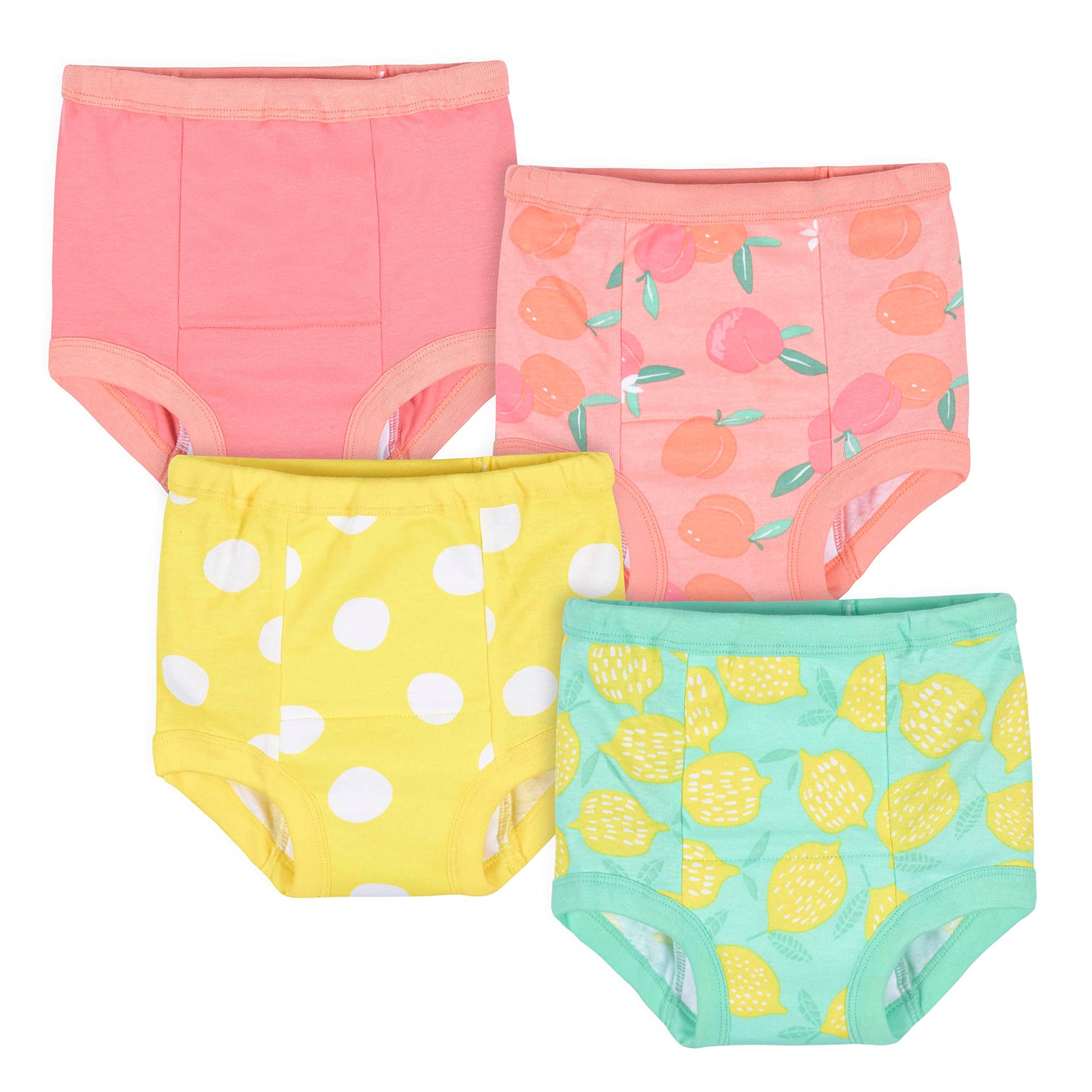 Gerber Baby Girls Infant Toddler 4 Pack Potty Training Pants Underwear Peach And Yellow 2T