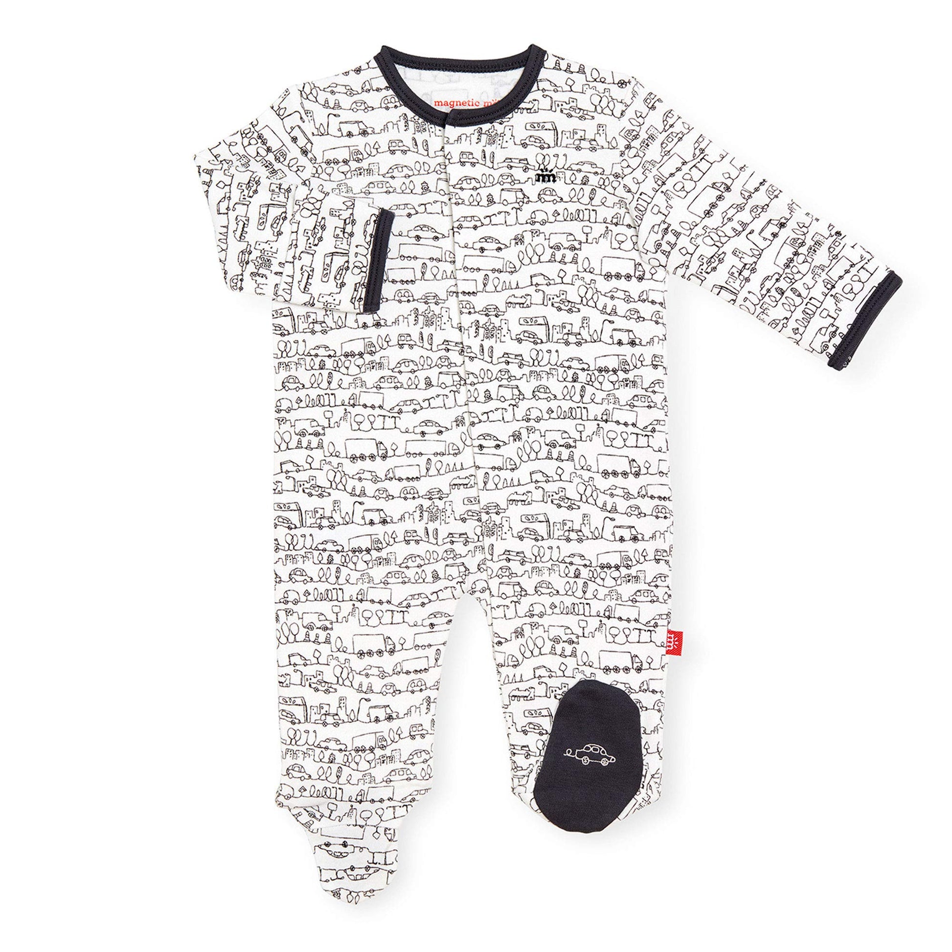Magnetic Me Footie Pajamas 100% Organic Cotton Baby Sleepwear Quick Magnetic Fastener Sleeper Going Places 12-18M