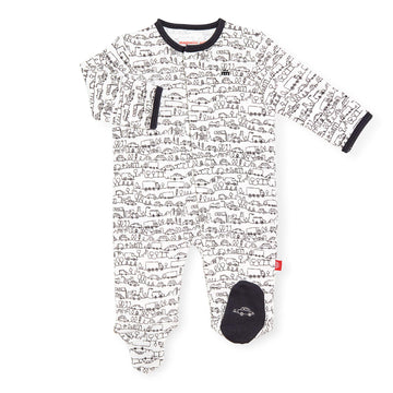 Magnetic Me Footie Pajamas 100% Organic Cotton Baby Sleepwear Quick Magnetic Fastener Sleeper Going Places 12-18M