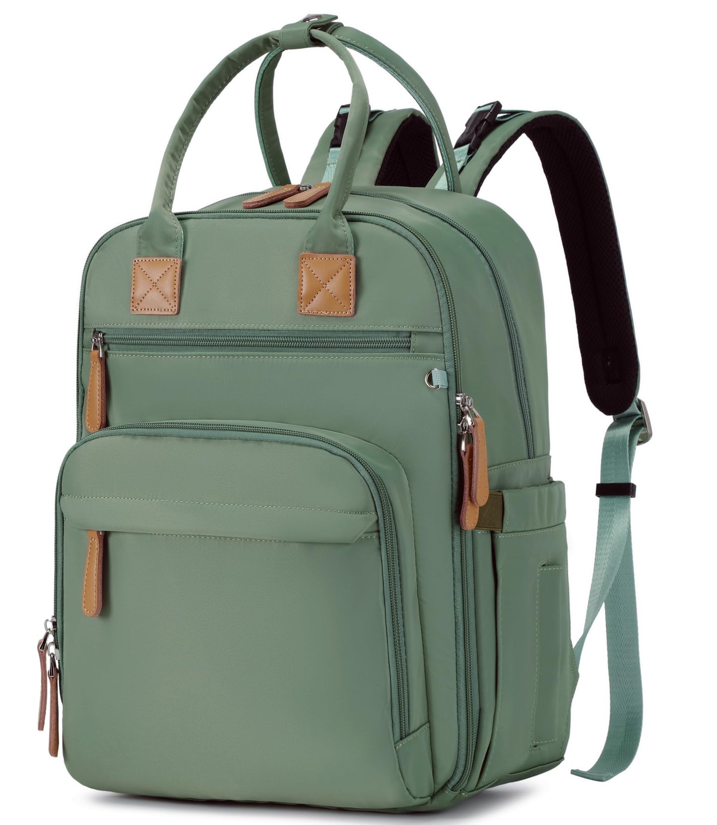 LORADI 18 Pockets Large Diaper Bag Backpack with Waterproof Pockets and Stroller Buckle, Convertible Baby Bag (Green, Large)