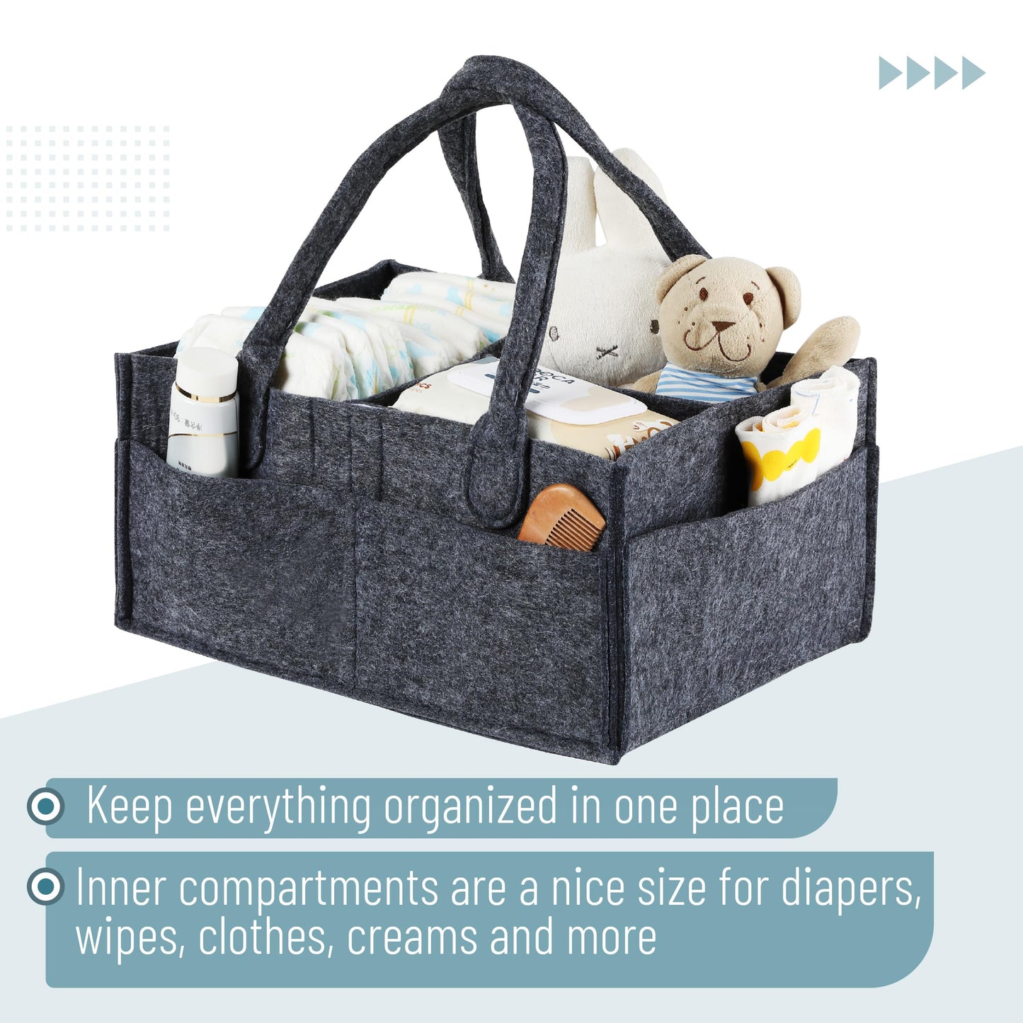 Mr. Pen- Baby Diaper Caddy Organizer, Charcoal Gray, Diaper Organizer, Car Diaper Caddy, Baby Caddy Organizer, Portable Diaper C