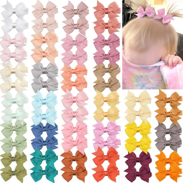 C  Llot Hair Clips For Baby Girls - 60 Tiny 2' Fully Covered Bows Barrettes For Infants And Toddlers