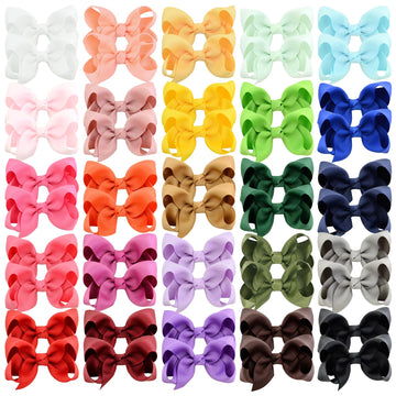 50 Pieces Hair Bows For Girls 3 Inch Grosgrain Ribbon Toddler Hair Accessories With Alligator Clips For Toddlers Baby Girls Kids