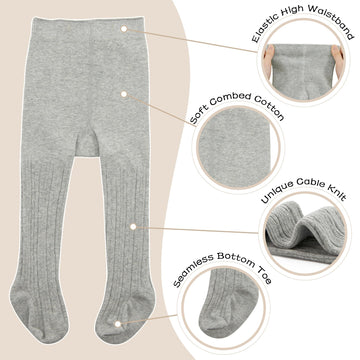 American Trends Baby Girl Tights For Toddler Newborn Infant Tight Warm Cable Knit Baby Leggings Winter Pants Stocking Solid Milk