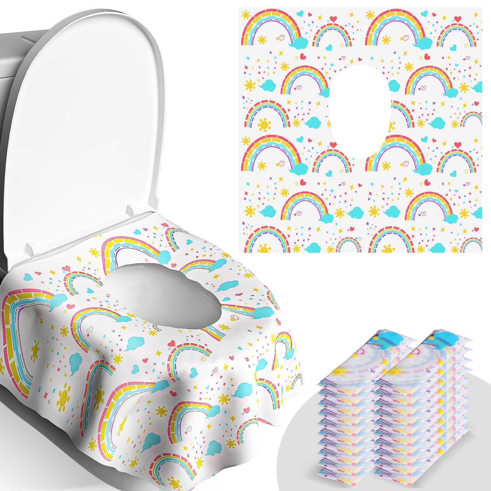 20 Pack Disposable Toilet Seat Covers - Extra Large, Waterproof - Toddler Potty Training, Portable Potty Covers for Kids & Adult