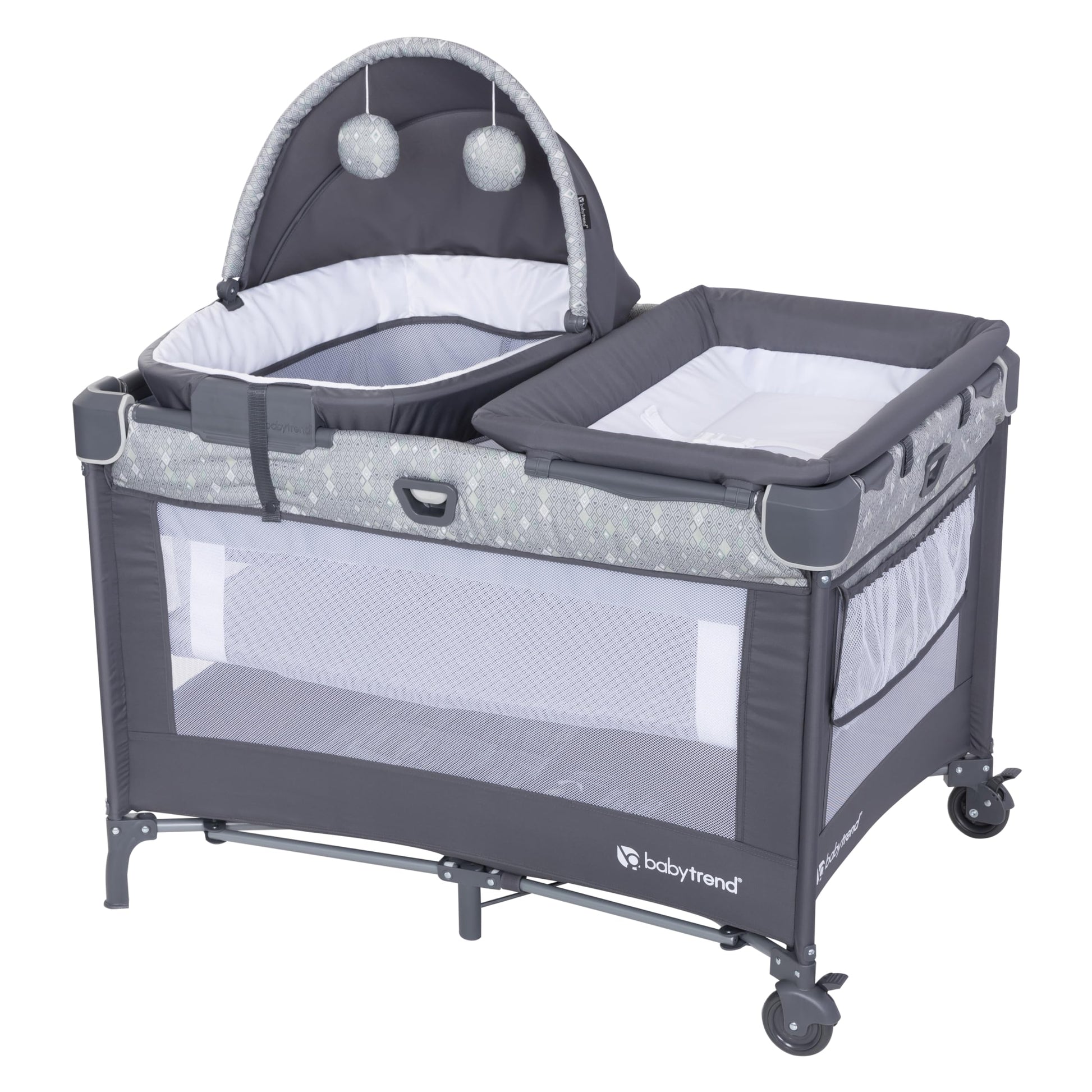 Baby Trend Nursery Den Playard With Snooze Pod And Flip Over Changer, Diamond Sage